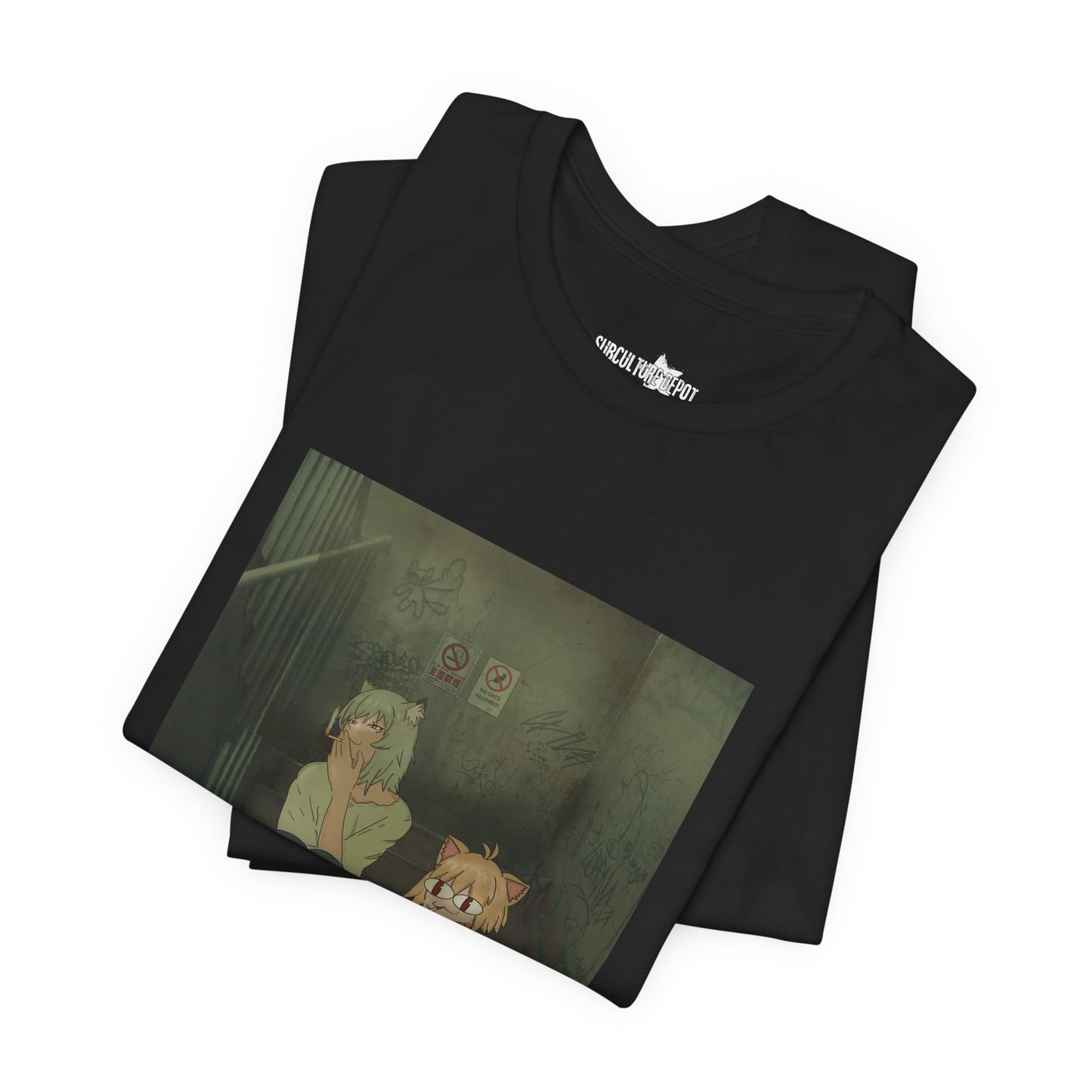 Yani Neko Chainsmoker Cat x Neko Arc Tsukihime and Melty Blood Crossover Tee